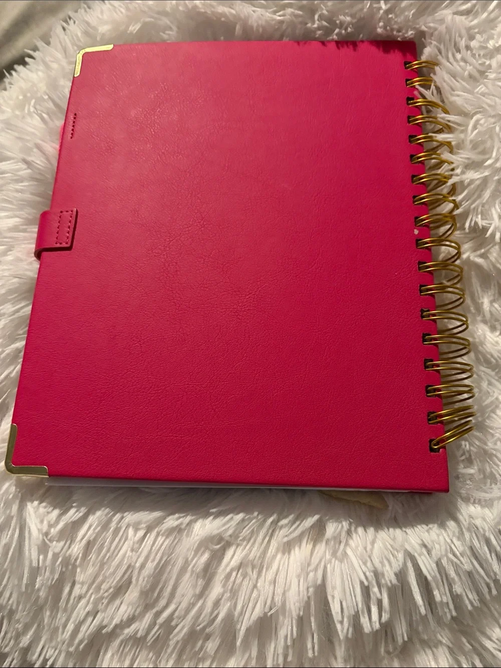 Hot Pink Notes Spiral Notebook with Gold Accents -